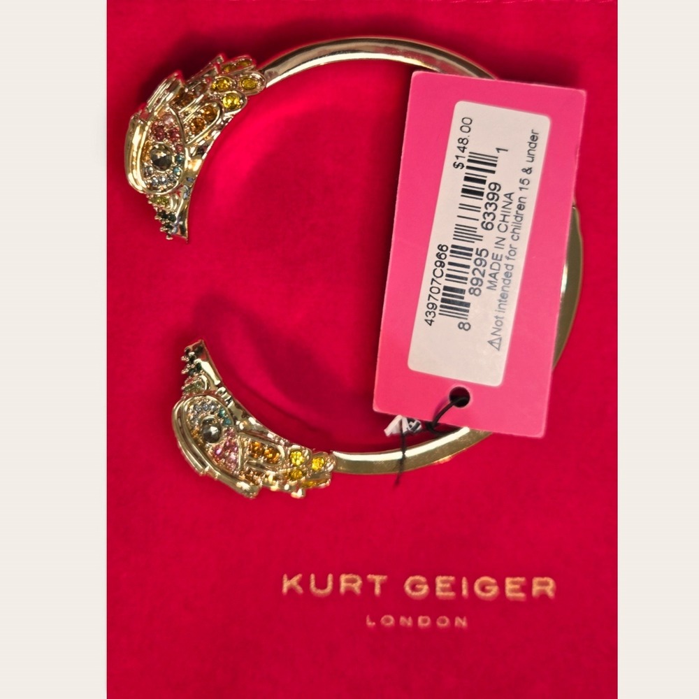 Kurt Geiger London Eagle Head Bangle Gold Tone Multi Color Crystal Bracelet NEW - Picture 4 of 9